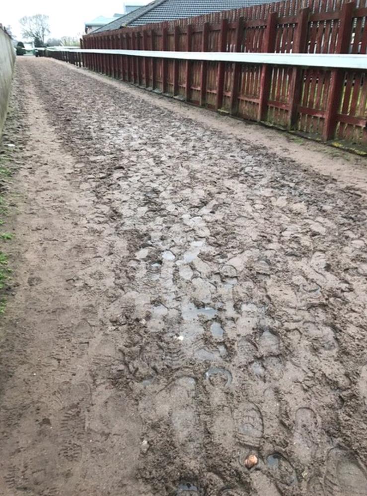 The lead up area from the stables to the paddock at Southwell... wet and muddy?