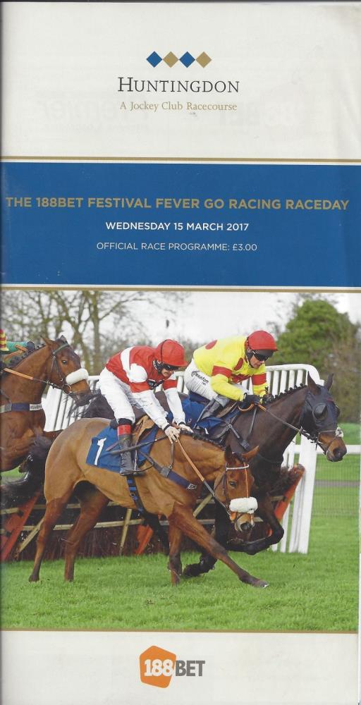 Yesterdays racecard at Huntingdon.. Fifty Bob about to unship the hapless Henry Morshead at the last.. Braw Angus who won the race is in third
