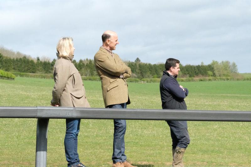 Charlotte and Tim Syder watching the horses fouth lot