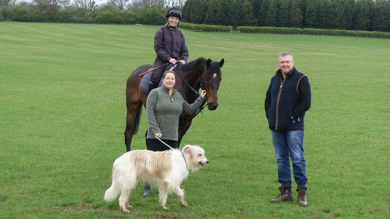 Mandy and John Battershall with their horse Younevercall