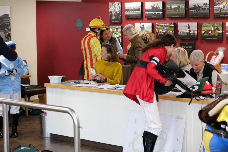 Weighing out in front of Cathy Twiston-Davies