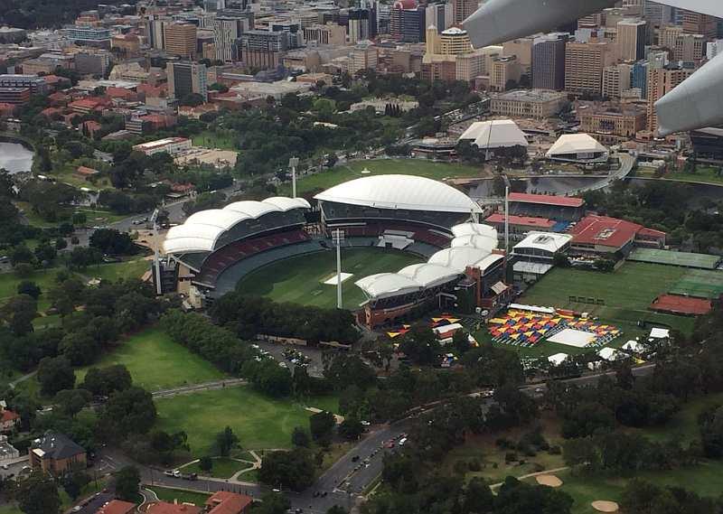 Harry flew over the Adelaide Oval yesterday
