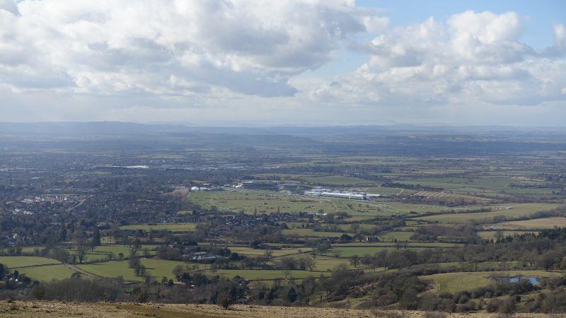 Cheltenham Racecourse from the top of Cleeve Hill