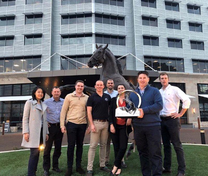 Inglis Farms in Sydney.. The William Inglis Hotel in the background .. Harry Bailey posing on the right in white shirt..