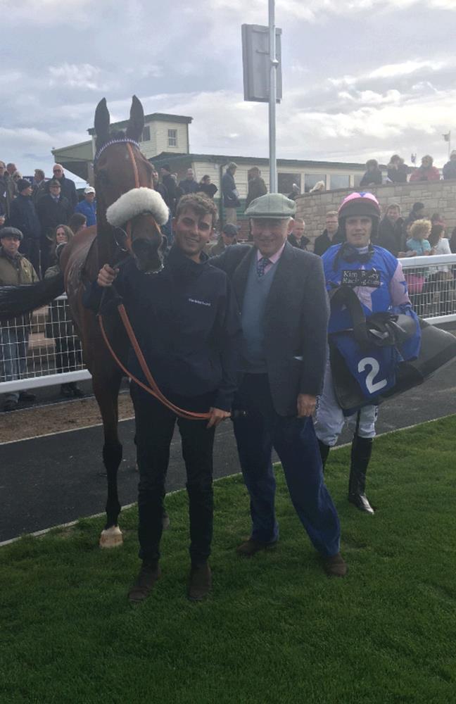John Perriss with his horse Rockys Treasure and Cameron in the winners enclosure