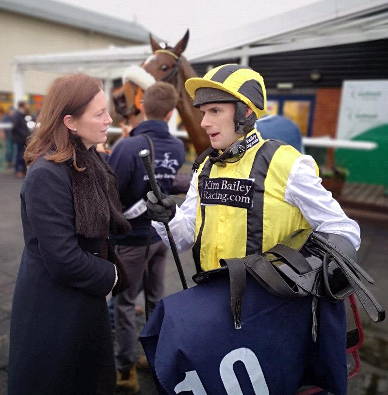 Emma Buchanan with David Bass after Sea Story's race yesterday.. Owner breeder..