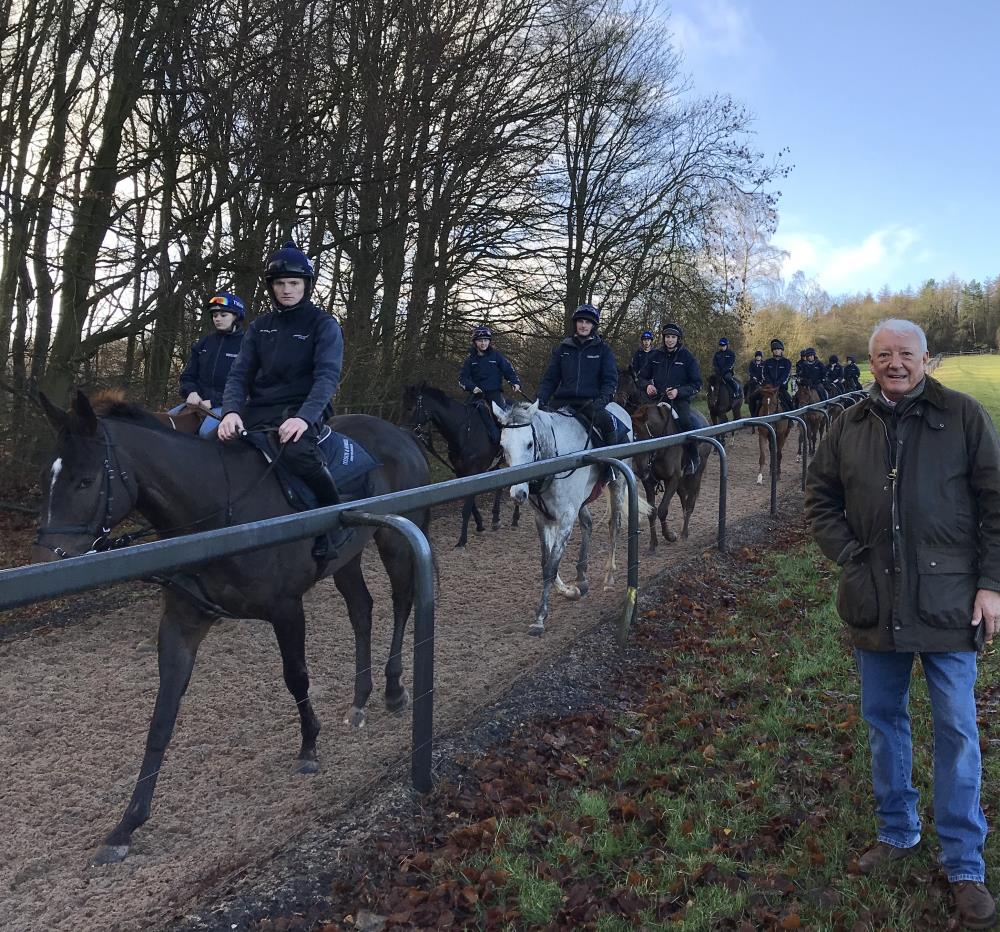 David Ratcliffe alongside his KBRP horses Vinndication & Silver Kayf on the gallops this morning