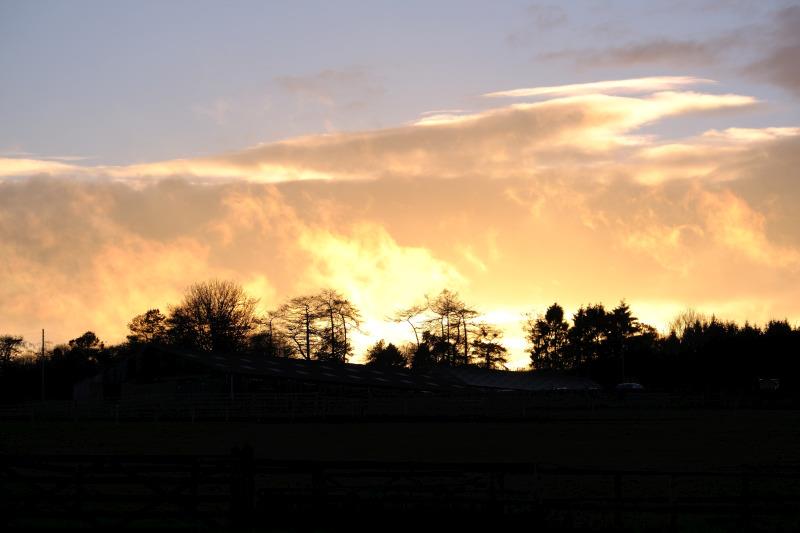 And the sky behind the stable yard at evening stables.