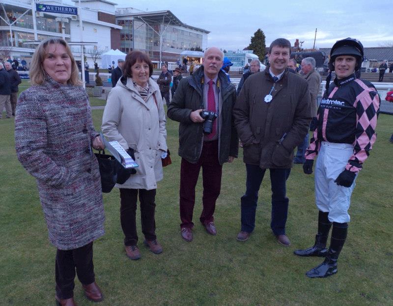 Sandra Steer-Fowler,  Veronica and John Full and Martyn Steer-Fowler in the paddock before Miss Gemstone's race.