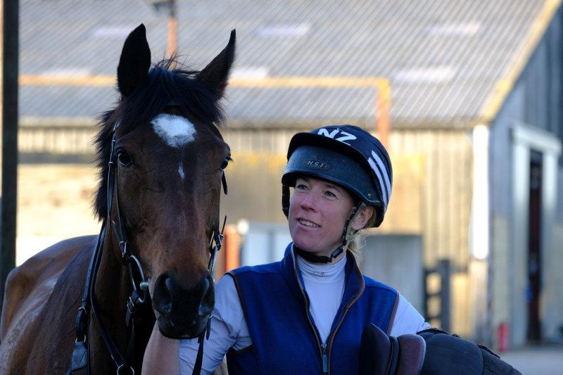 Lucy Jackson with Charbel. Event rider Lucy comes and rides him out most afternoons to help keep his back supple.. 