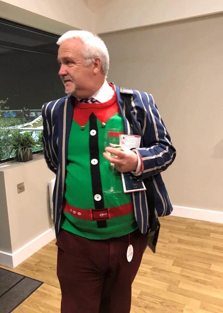 Richard Mordan wearing his lucky christmas jumper!