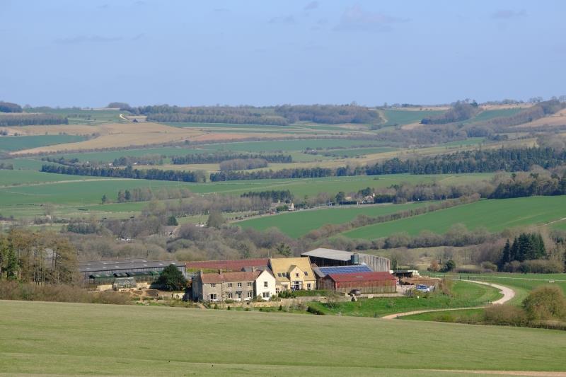 Thorndale Farmhouse from the top of the gallops.