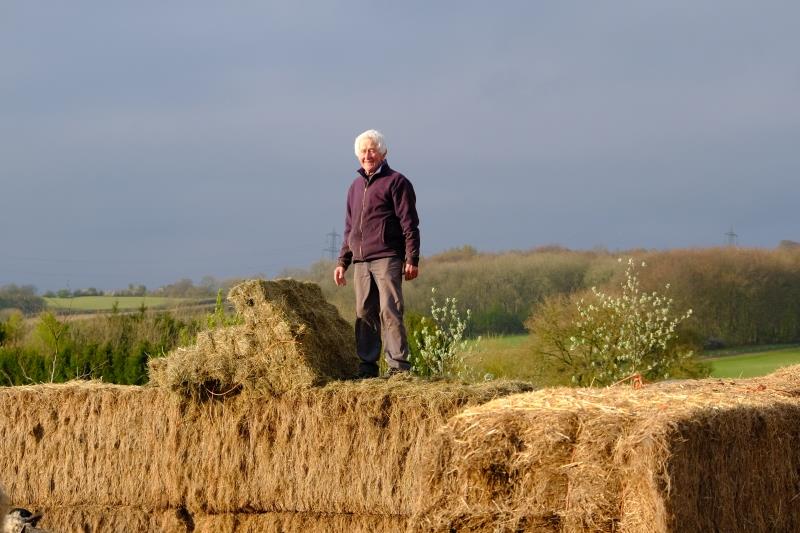Pat on the bales.. above the sheep pens..