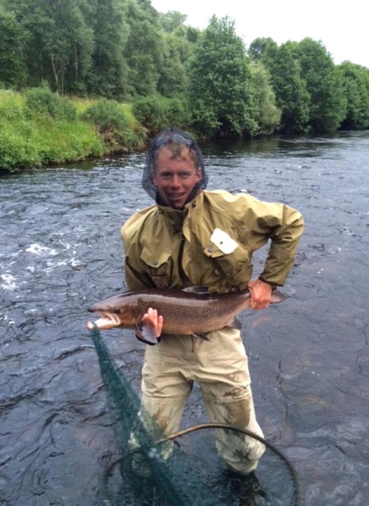 Son like father? Harry with a 15lb salmon he caught yesterday on the river Shin	