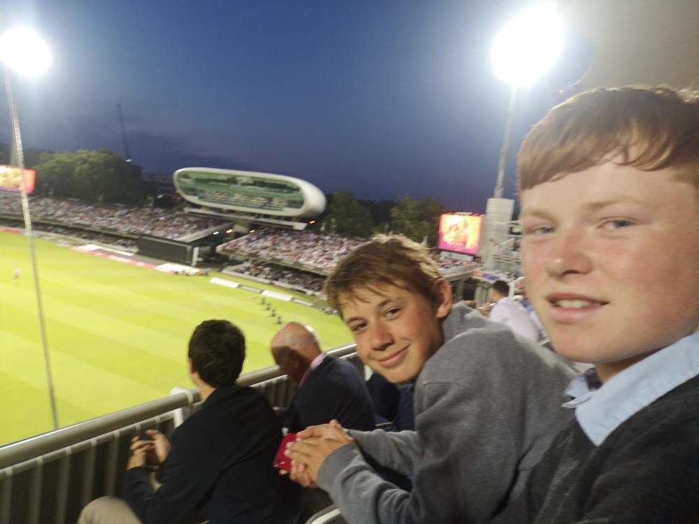Archie and his mate Ben enjoying the game