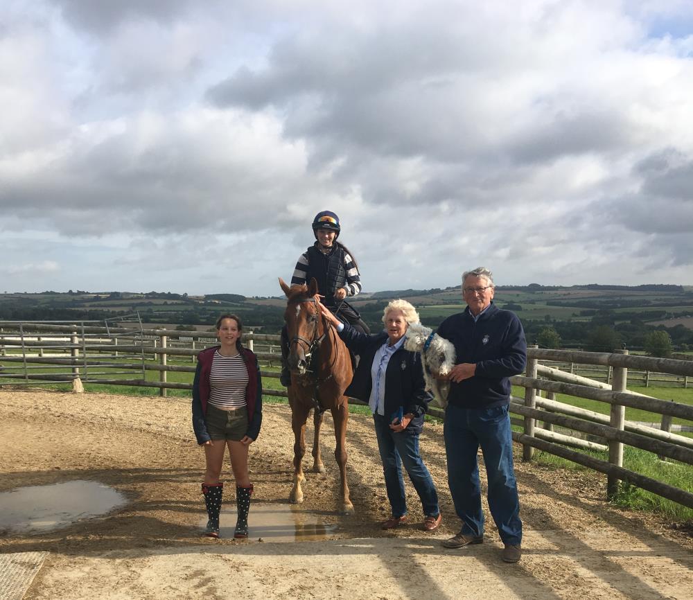 Ian & Anne Dimmer with grandaughter Maia and their KBRP horse Yeavering Belle