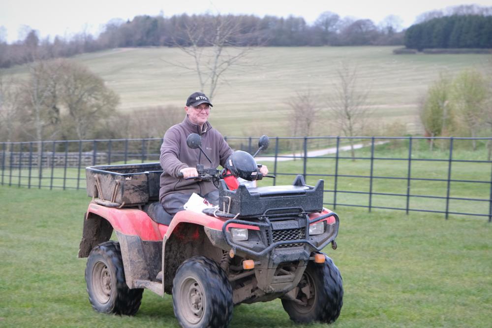 Two forms of transport on the farm now.. Gordon on his Quad