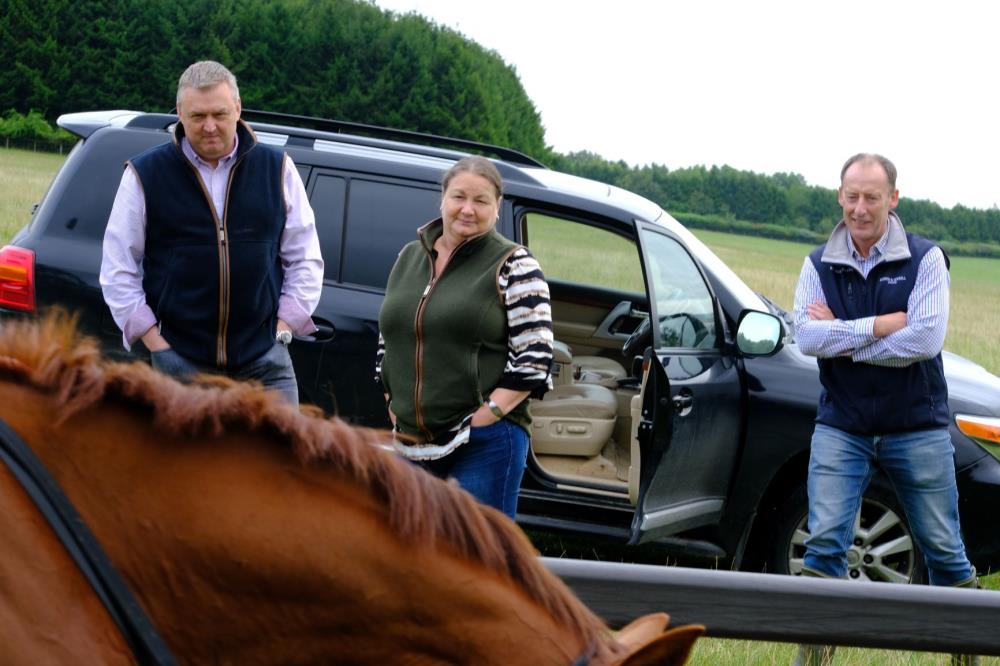 John, Mandy and Peter on the gallops