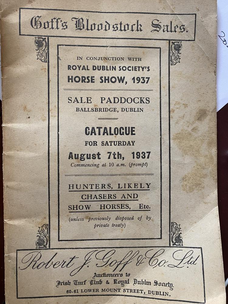 Fenella Tillier sent me this wonderful old catalogue.. Goffs sales.. I don't believe Fenella was actually at the sale?