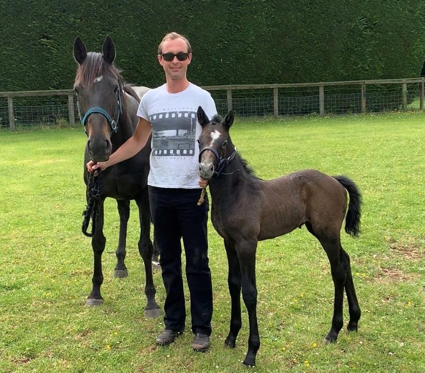 How he likes to be seen.. with 'Scribblin', with her foal (Connemara x TB). Scribblin was Archie's racing pony 