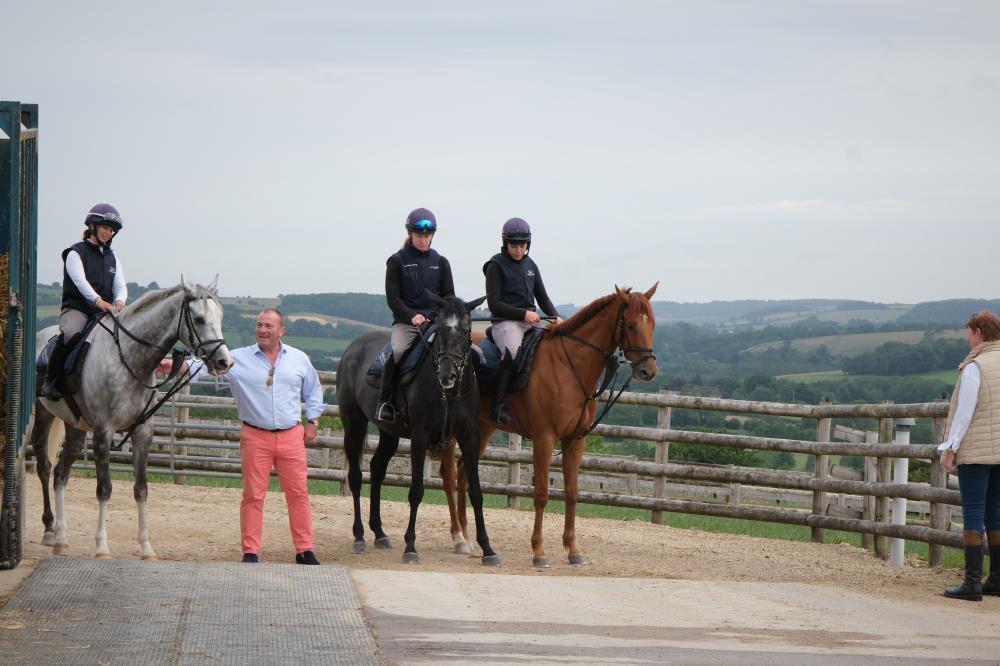 Neil Donovan with his KBRP horses Adjourned, Galante De Romay and Shatou Express.. Olivia looking on