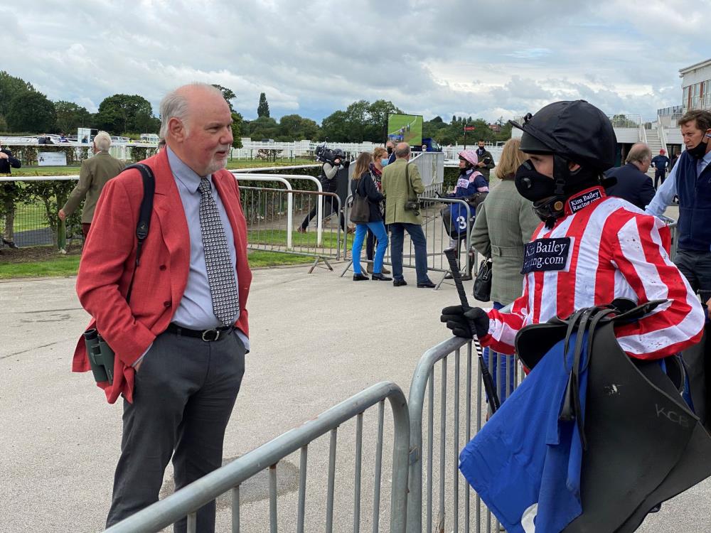 Norman Carter talks to David Bass after his horses race