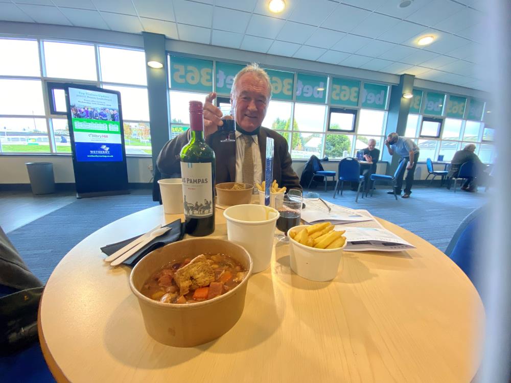 Kevin Clancy enjoying his Wetherby owners lunch