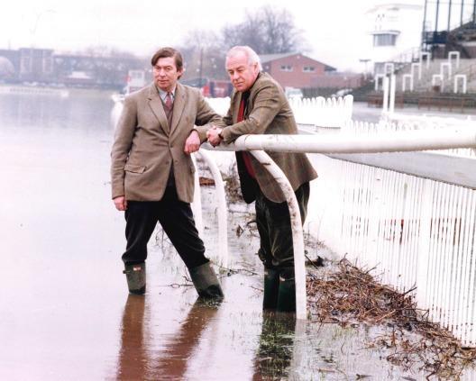 1994.. Stephen Webb and Hugo Bevan at Worcester racecourse.. over watered.