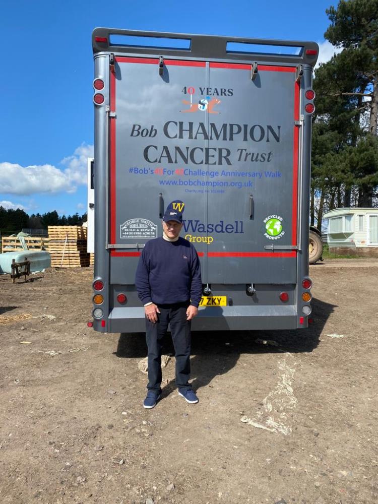 Bob Champion with his branded lorry travelling the country