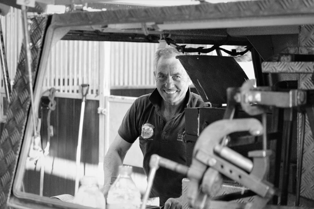Andy Martin behind his forge