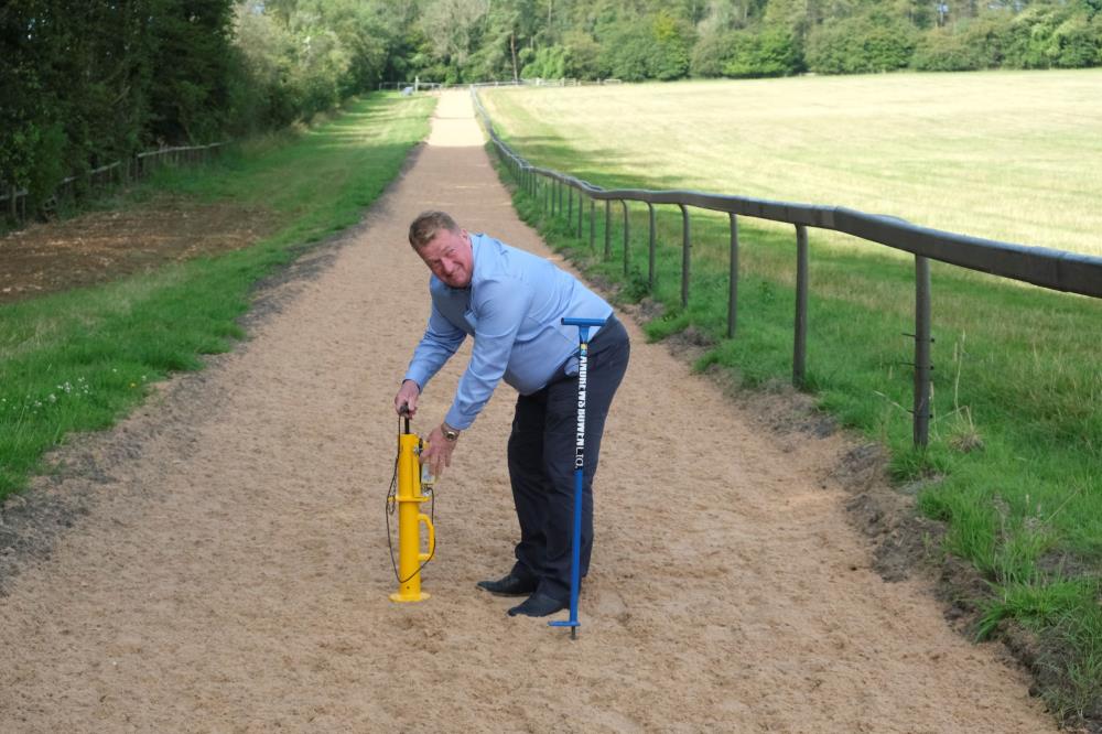 David Bowen testing the new all weather surface