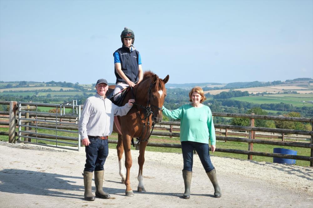 Garry and Tracy Betley with their first horse.. a share in the Irish point to point winner Phantom Getaway