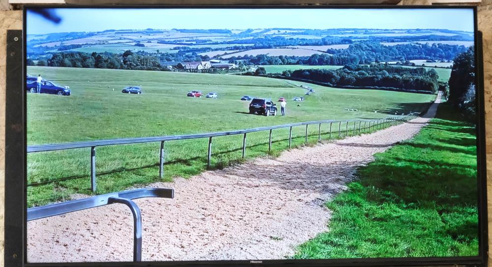 Maddie took this photo .. The Gallop camera picked up the pied piper effect yesterday on my office TV screen!