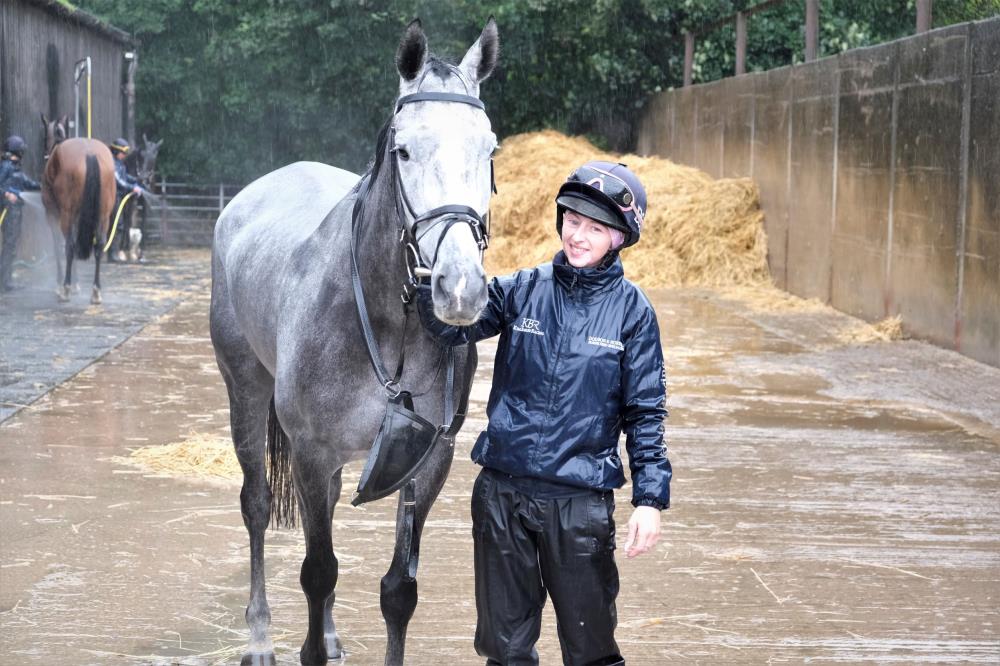 Grey Flint and Stevie getting wet on her last day working at Thorndale..
