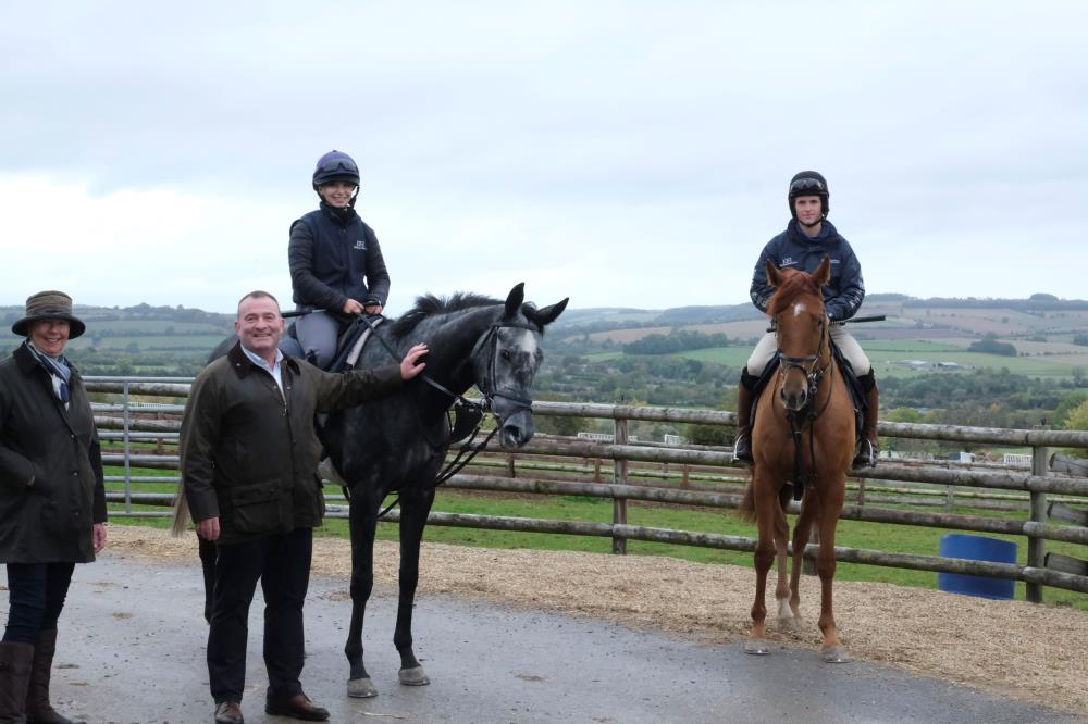 Olivia and Neil with his horses Galante de Romay and Shantou Express.