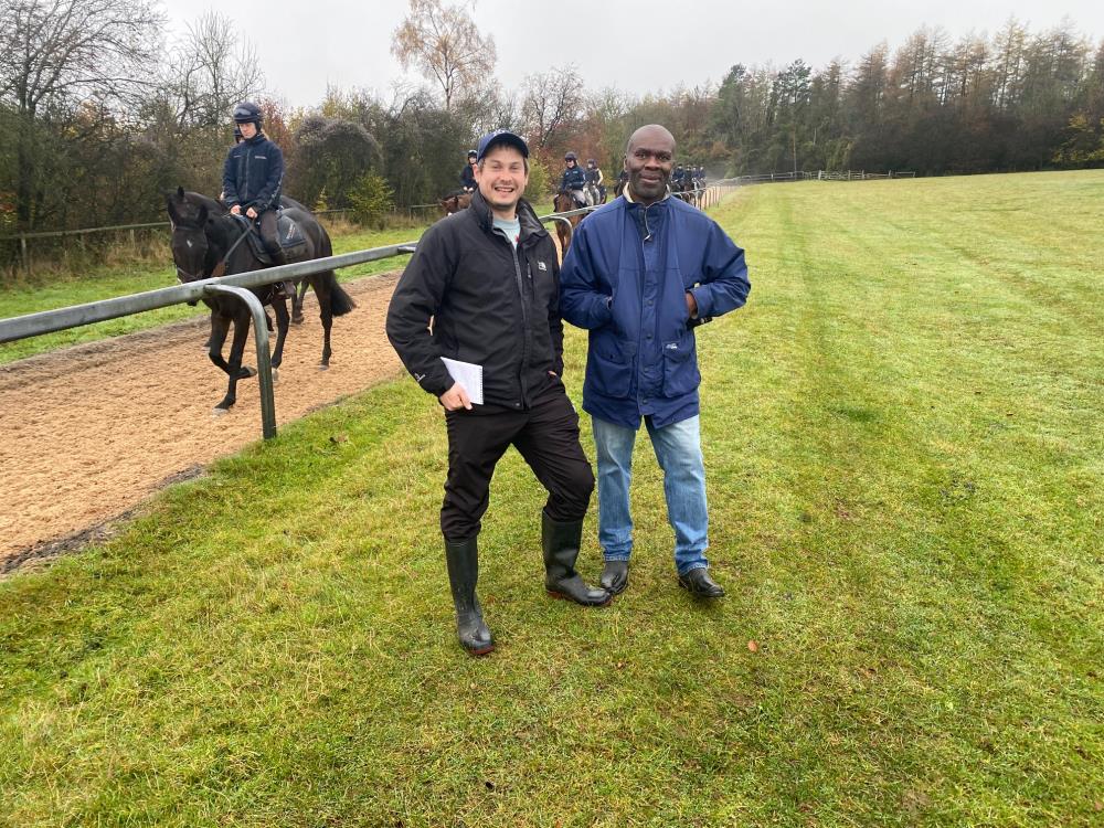 Graham and Kenny Pitterson on the gallops 