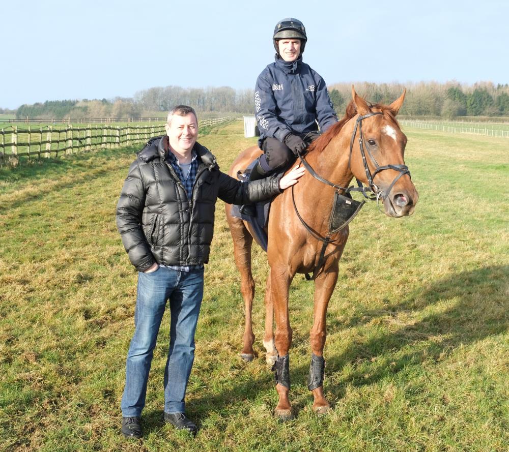 Phil Andrews with his KBRS horse who runs at Cheltenham tomorrow.. Fair Frontieres