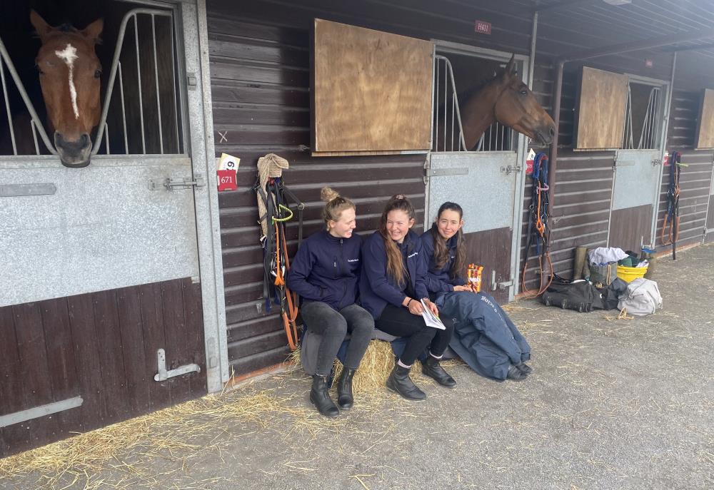 Daisy, Mirella and Sapphire.. A long day at the sales..Sitting on bales of hay waiting to show any would be viewers their horses
