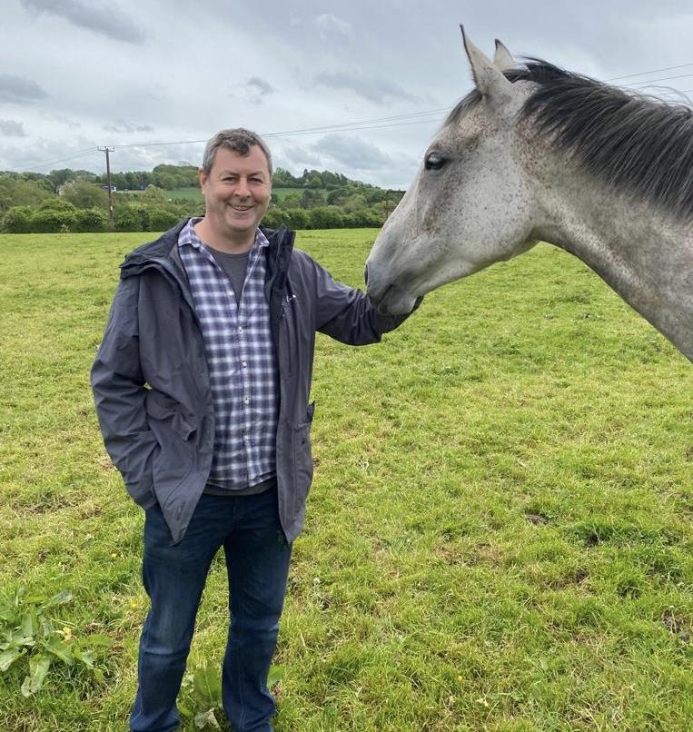 Phil Andrews with his horse Mr Grey Sky yesterday