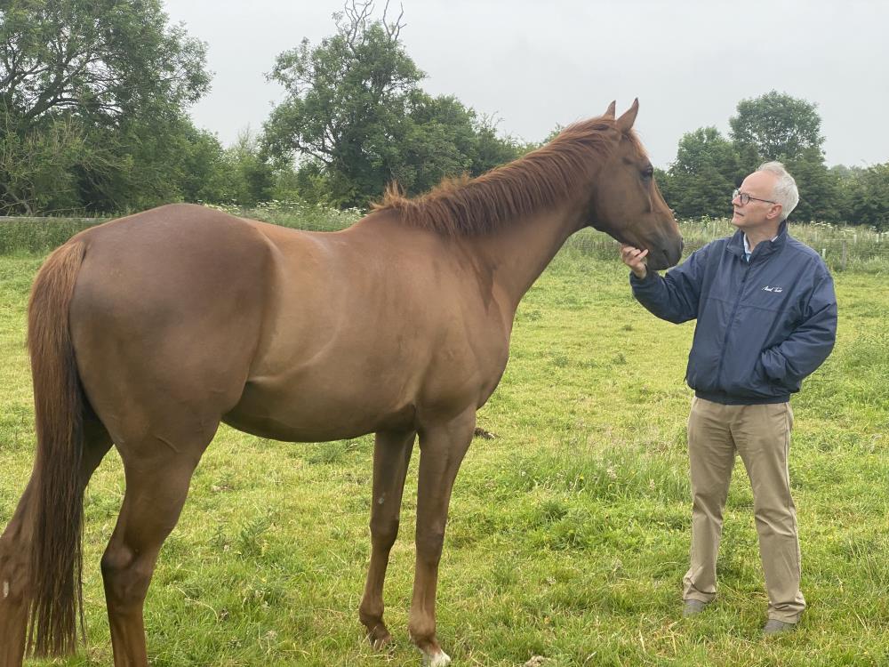 Iain Bell meeting his new KBRS horse Sprucefrontiers on Saturday