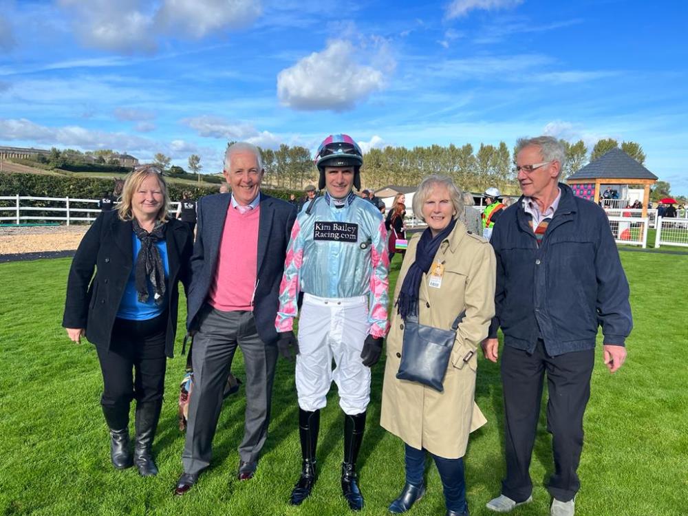 Mary Davies, Paul and Philiipa Sharpe and Philip Davies in the paddock before Shantou Express's race at Kelso yesterday