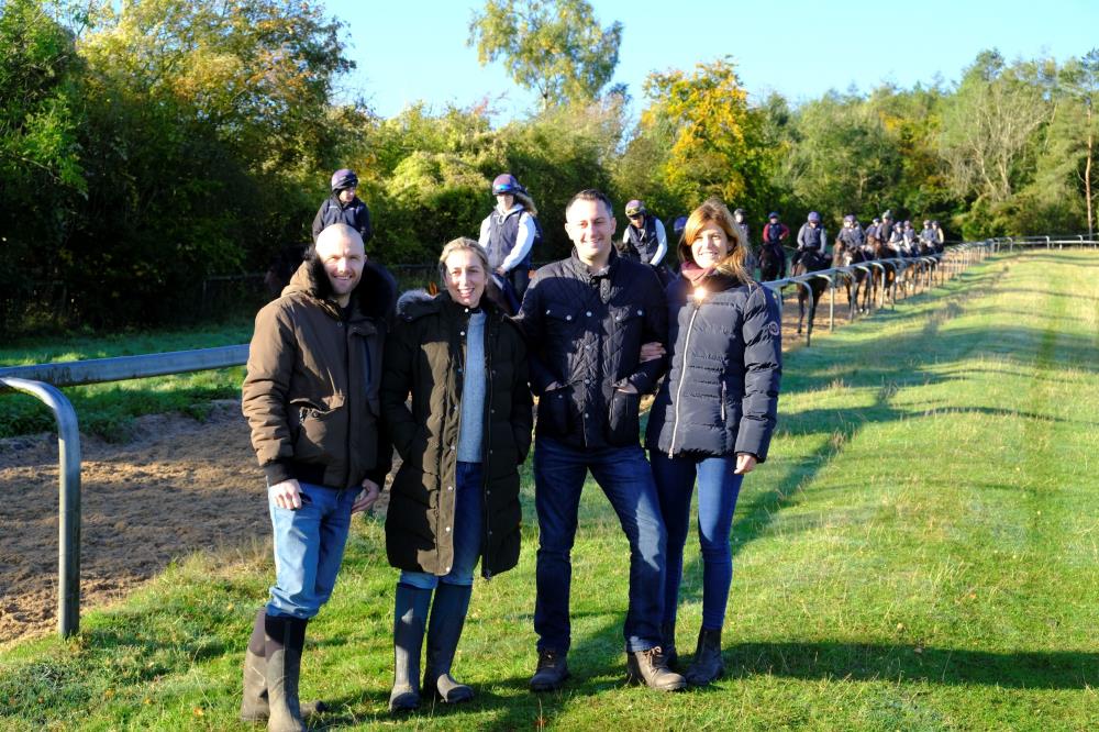Michael and Angela Moir and Mark and Verena Howson enjoying their morning on the gallops