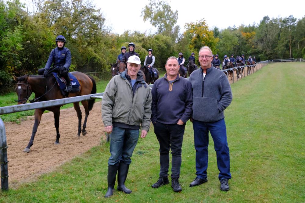 Hugh Dorrian, Dale Marshall  and Paul King on a Charity morning on the gallops.