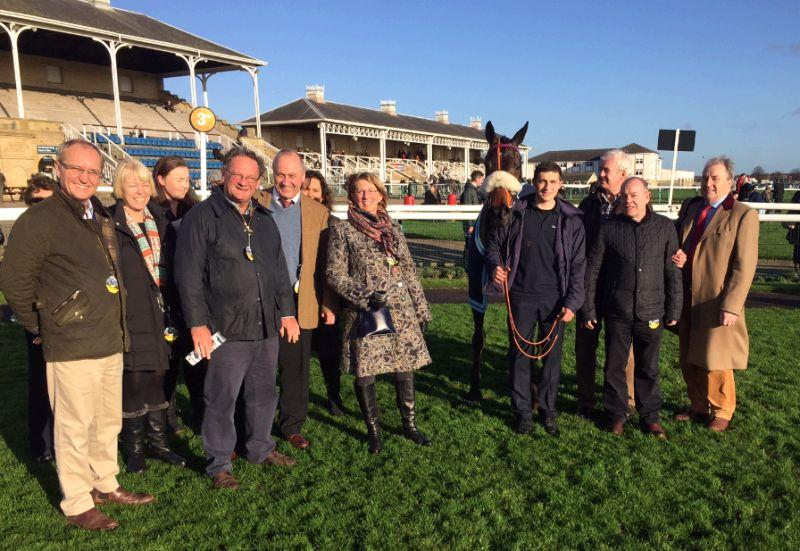 Kilty Caul and her Boom Syndicate owners after finishing third