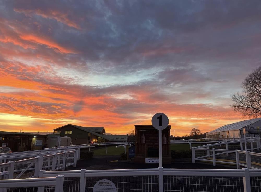 Stunning sky after the last at Hereford.. picture taken by Cornelius Lysaght