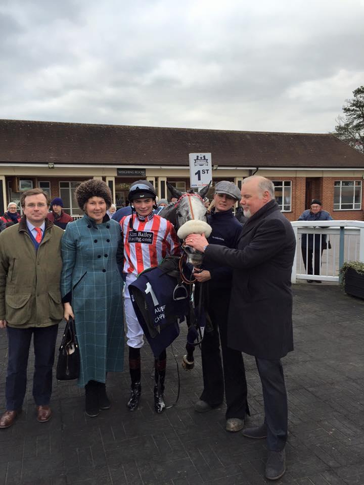 Mark and Marion Hudson with a very happy Norman Carter and Willy T-D in the winners enclosure..