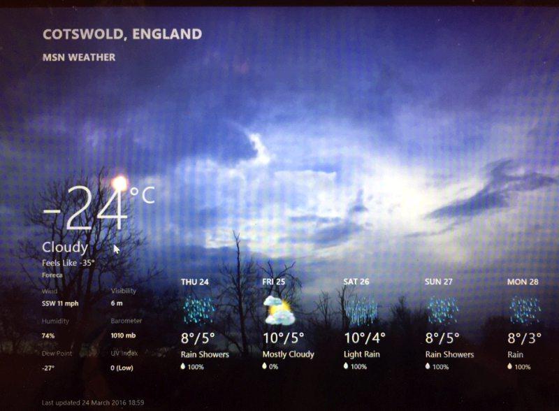 Last night weather forecast.. a different planet?
