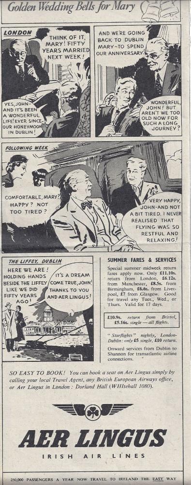 Yes we love Aer Lingus!! How it has changed since this advert was placed in June 1951..