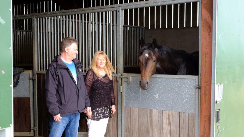 Andy and Sandy Page with their new Kim Bailey Racing Partnership horse Blazaon
