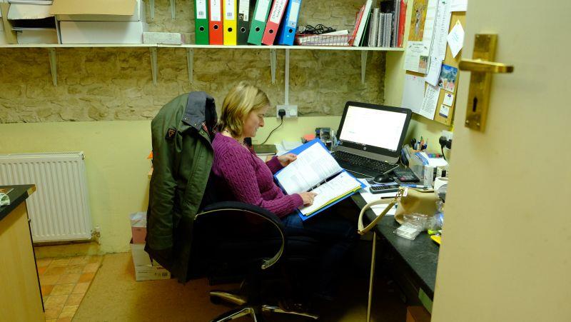 Kerry Bellamy working away in her cubbyhole